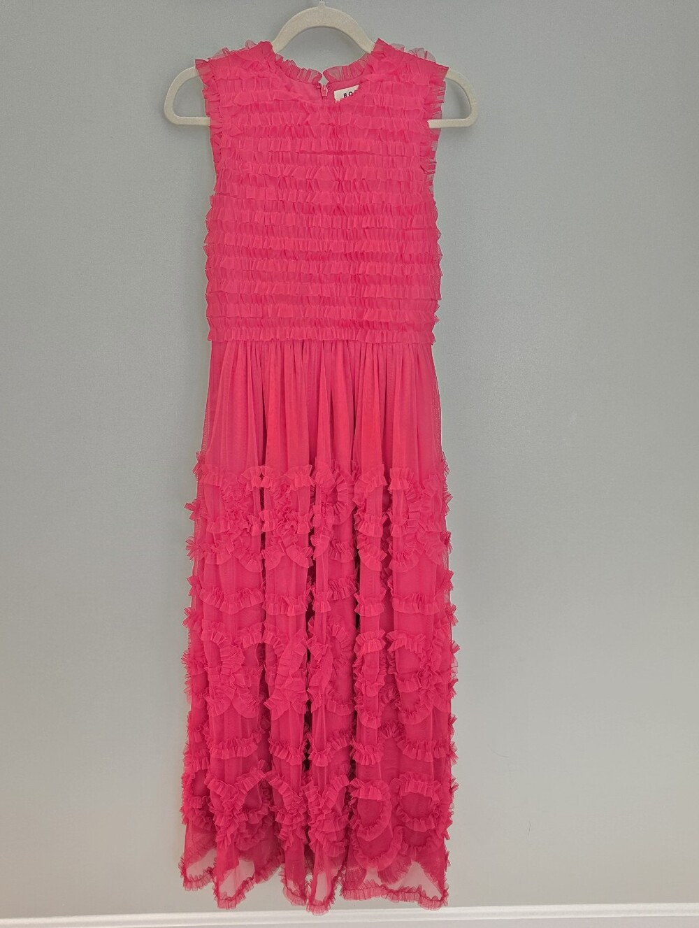 Boden Magenta Pink Tulle Ruffle Midi Dress Size US 4 / UK 8 Sleeveless Party - Picture 16 of 16